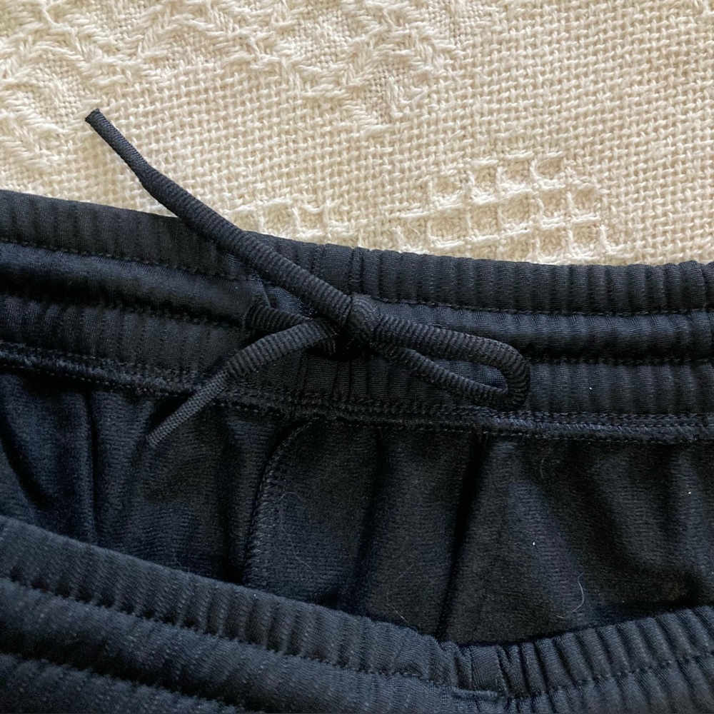 ADIDAS Mens Sz M Joggers Jogging Training Pants Black w/ White Stripes Stretch - Picture 9 of 13